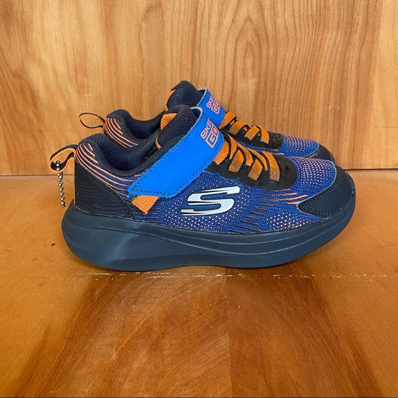 KIds 11 Skechers Go Run Blue Orange Sneakers SEF0263 - Picture 1 of 9